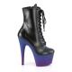 Chaussure sexy noire mate avec plateforme dégradé bleu-violet - Pleaser