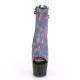 Bottine pole dance ouverte multicolore galaxie (violet, rose, bleu) mate imprimée à plateforme et talon 18 cm