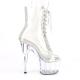 Chaussure pole dance peep toe transparente cristalline avec bordures strass à plateforme et talon 18 cm