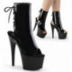 Chaussure pole dance ouverte noire vernie avec plateforme noire vernie Pleaser