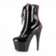 Bottine noire avec laçage corset rouge vernie à plateforme noire vernie et talon 18 cm | Pleaser Hight Heels