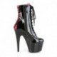 Bottine plateforme noire avec laçage corset rouge vernie à talon 18 cm sexy | Pleaser Hight Heels