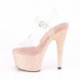 chaussure pole dance transparente à plateforme pailletée rose et talon 18 cm |Hight Heels