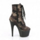 Bottine plateforme beige et noire motif camouflage et résille talon aiguille sexy - Pleaser Shoes