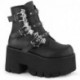 Bottines Gothiques Plateformes noires ASH55 a gros talon bloc Demonia Cult