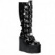 Botte gothique compensée Demonia swing 815 noire vernie femme