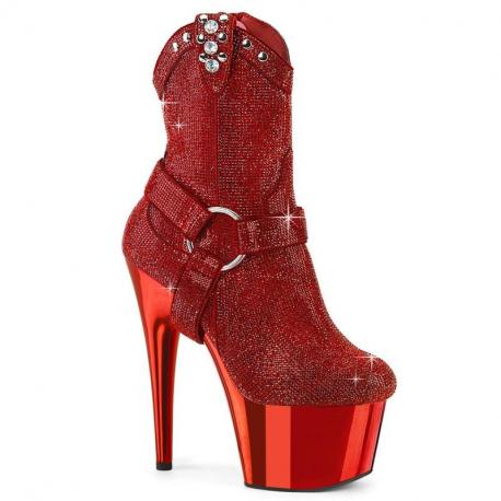 Chaussure pole dance rouge en strass à talon aiguille | Adore